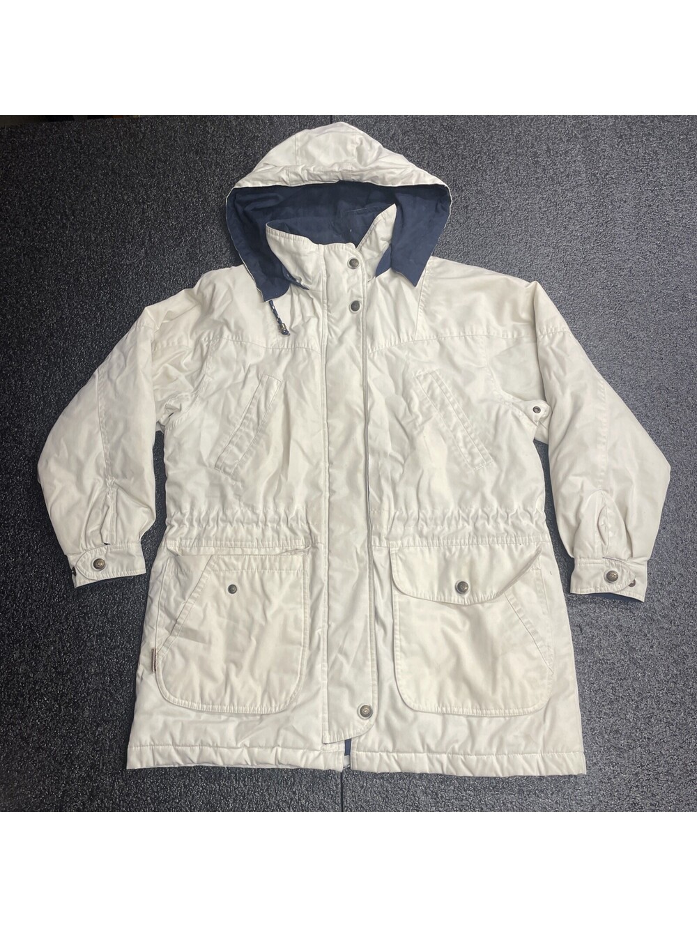 Vintage Pacific Trail Hooded Field Coat Parka Jacket Lined Cream Size Medium